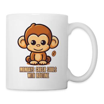 Les lundis détruisent les âmes AVEC LA ROUTINE, singe - Mug blanc - blanc - Droite