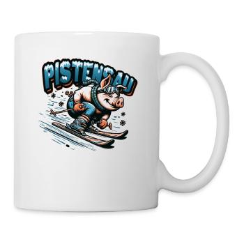 Skifahrer Schwein Pistensau Après-ski - Tasse - Weiß - Rechts