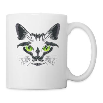 Black Cat Green Eyes - Mug - white - Right