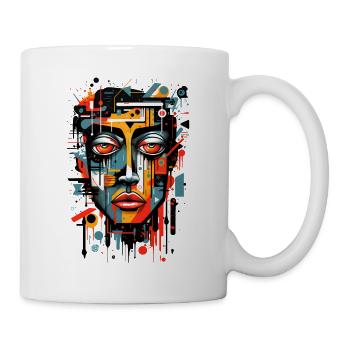 Abstract Head Colorful Graffiti Art Cubism - Mug - white - Right