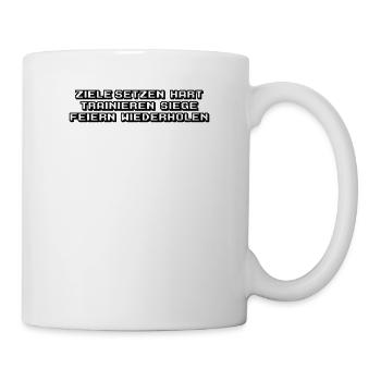 Fitness - Ziele setzen, hart trainieren, Siege - Tasse - Weiß - Rechts