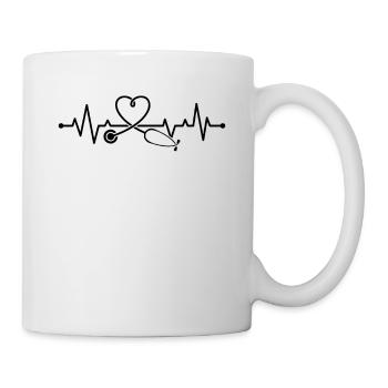 Battement de cœur du stéthoscope du médecin - Mug blanc - blanc - Droite
