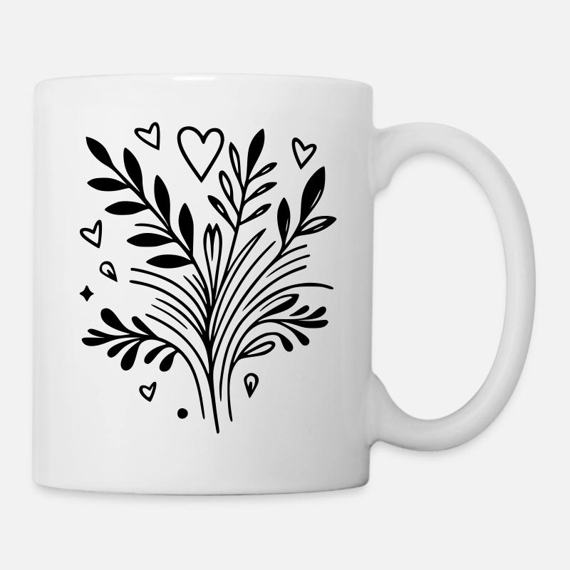 Herzbaum Ast - Tasse - Weiß
