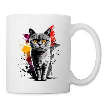 Britisch Kurzhaar Katze - Grafik - Tasse - Weiß - Rechts