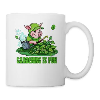 Gardening is Fun: Happy Gardener Pig - Mug - white - Right