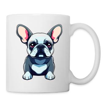 Französische Bulldogge Hund Illustration - Tasse - Weiß - Rechts