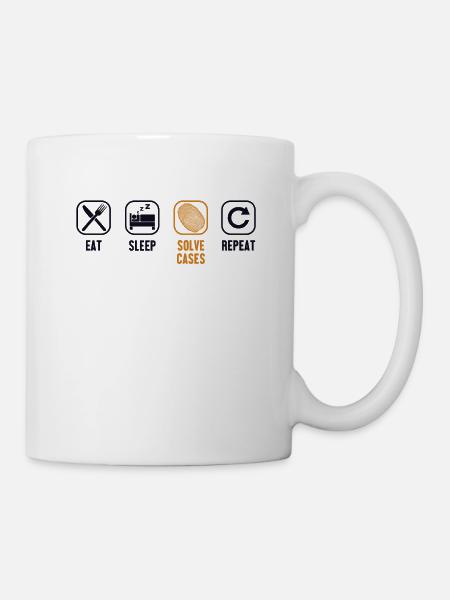 Manger, dormir, résoudre des cas, répéter l’informatique et la criminalistique - Mug blanc - blanc