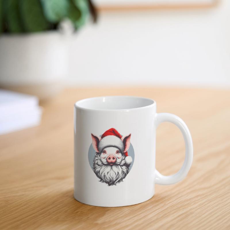 Conception de pull de Noël : Cochon comme Père Noël - Noël Mug blanc