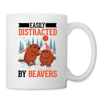 Easily distracted by Beavers Biber - Tasse - Weiß - Rechts