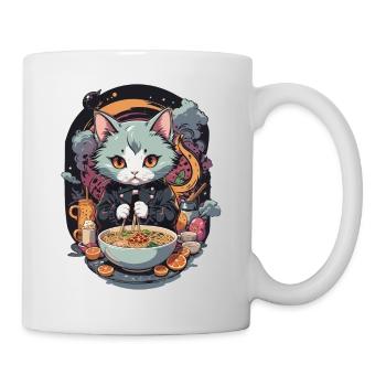 Katze Ramen Liebe Japanisches Nudelsuppen Design - Tasse - Weiß - Rechts