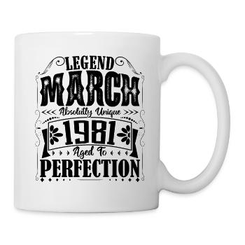 Mars 1981. Cadeau d'Anniversaire mars 1981. March. - Mug blanc - blanc - Droite