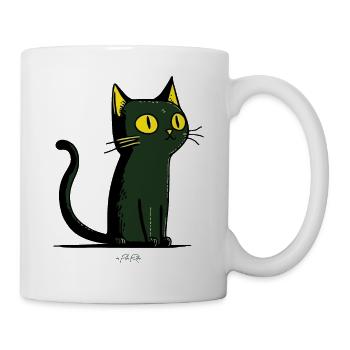Chat de dessin animé vert - Mug blanc - blanc - Droite