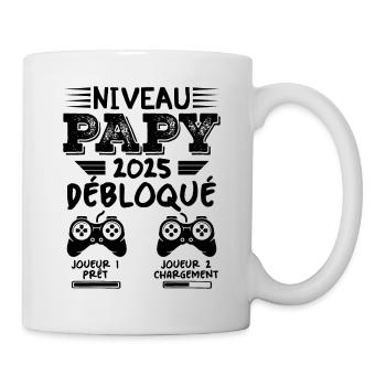 Niveau Papy Débloqué Futur Grand Père 2025 Cadeau - Mug blanc - blanc - Droite