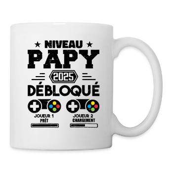 Niveau Papy Débloqué Futur Grand Père 2025 Cadeau - Mug blanc - blanc - Droite