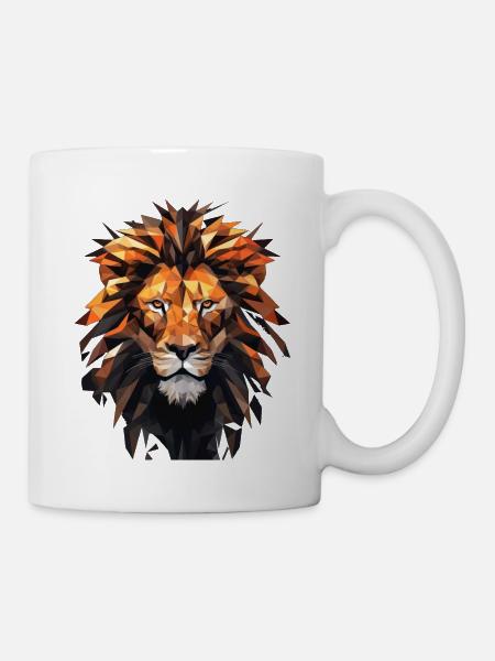Geometric Lion Animation - Tasse - Weiß