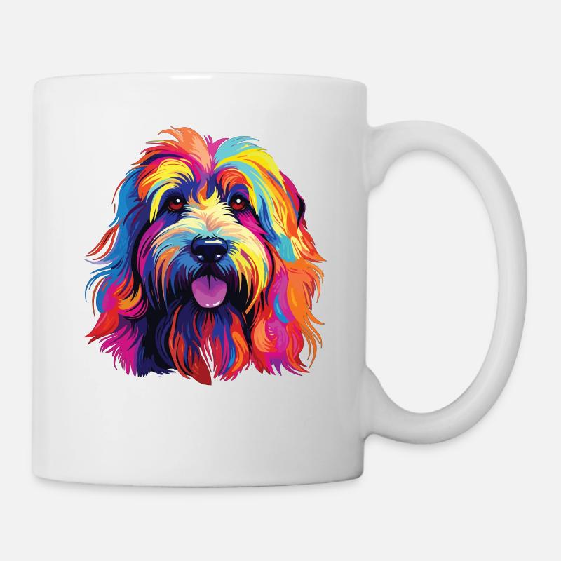 Wasserfarben Farbenfroher Bearded Collie - Tasse - Weiß