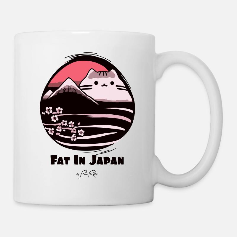 In Japan gibt es eine dicke Katze - Tasse - Weiß