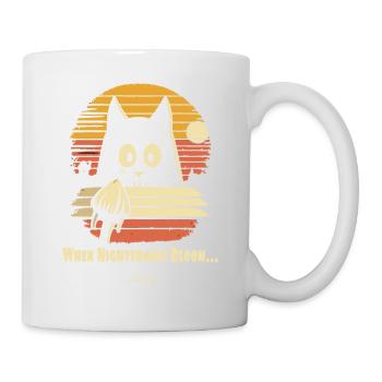 Watching Night Flowers Bloom, Retro Cat - Mug - white - Right