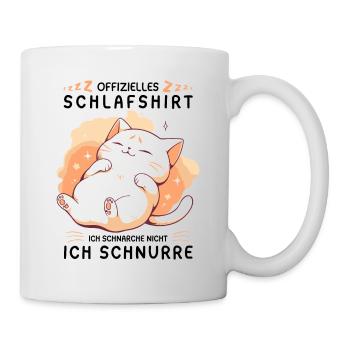 Offizielles Schlafshirt personalisiert mit Katze - Tasse - Weiß - Rechts