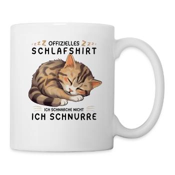 Offizielles Schlafshirt personalisiert mit Katze - Tasse - Weiß - Rechts