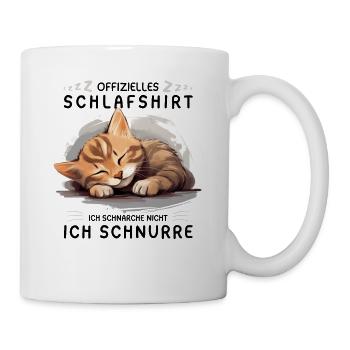Offizielles Schlafshirt personalisiert mit Katze - Tasse - Weiß - Rechts