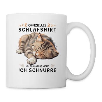 Offizielles Schlafshirt personalisiert mit Katze - Tasse - Weiß - Rechts