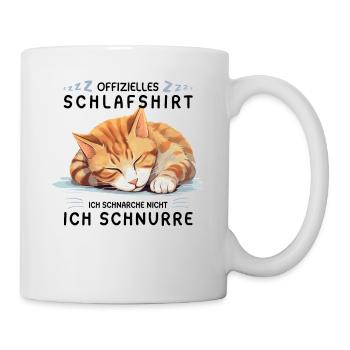 Offizielles Schlafshirt personalisiert mit Katze - Tasse - Weiß - Rechts