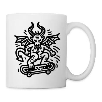 Teufel Skateboard Doodle - Tasse - Weiß - Rechts