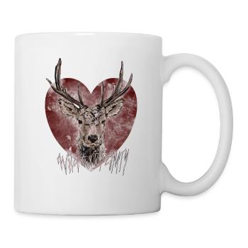 Cerf sauvage et beau, coeur, nature sauvage, cadeau - Mug blanc - blanc - Droite