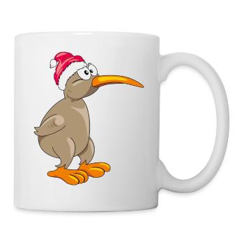 Kiwi-Vogel mit Weihnachtsmütze - Tasse - Weiß - Rechts