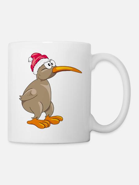Kiwi-Vogel mit Weihnachtsmütze - Tasse - Weiß