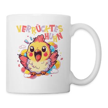 Huhn Hühner Hühnerbesitzer Verrücktes Huhn - Tasse - Weiß - Rechts