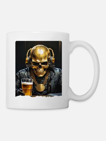 Bier Skull 0.7 - Tasse - Weiß