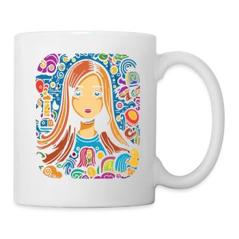 Cute sketch of Lisa, Mona and the toys - Mug - white - Right