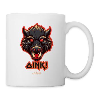 Heavy Metal Schwein, Oink - Tasse - Weiß - Rechts
