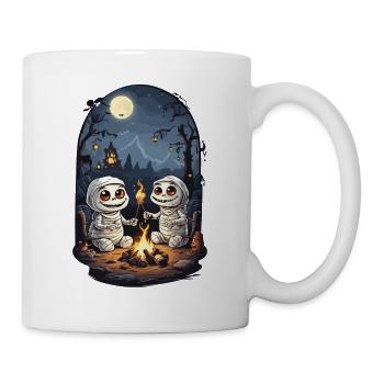 Kinder Halloween Lagerfeuer Mumien Cartoon - Tasse - Weiß - Rechts