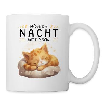 Möge die Nacht mit dir sein - Schlafshirt Katze - Tasse - Weiß - Rechts