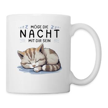 Möge die Nacht mit dir sein - Schlafshirt Katze - Tasse - Weiß - Rechts