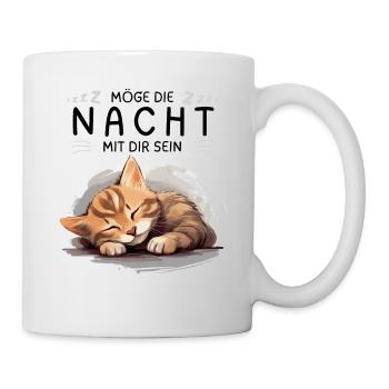 Möge die Nacht mit dir sein - Schlafshirt Katze - Tasse - Weiß - Rechts
