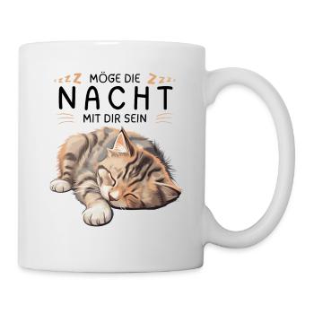 Möge die Nacht mit dir sein - Schlafshirt Katze - Tasse - Weiß - Rechts
