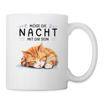 Möge die Nacht mit dir sein - Schlafshirt Katze - Tasse - Weiß - Rechts