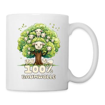 Lustiges Wortspiel; 100 % Baumwolle - Tasse - Weiß - Rechts