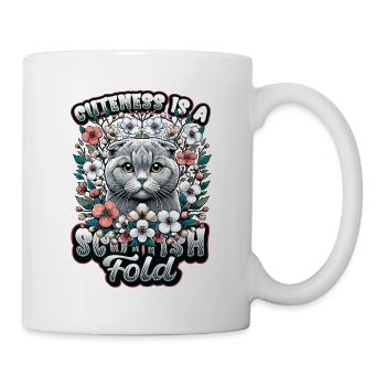 Süßes Scottish Fold Katzen Motiv - Tasse - Weiß - Rechts