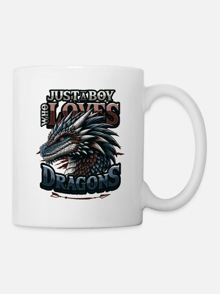Nur Ein Junge, Der Drachen Liebt - Jungs Drachen - Tasse - Weiß