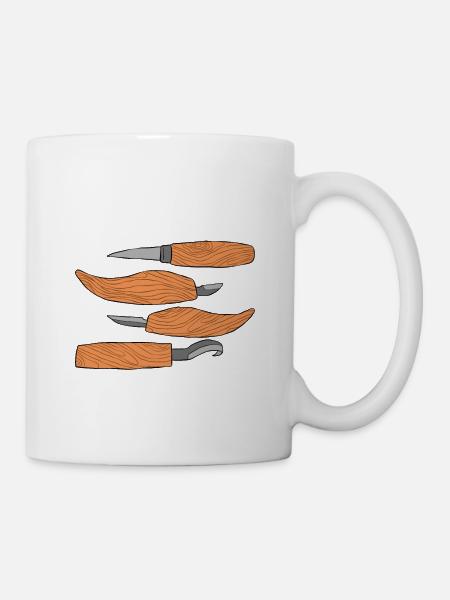 Holz schintzen Holzschnitzerei - Tasse - Weiß