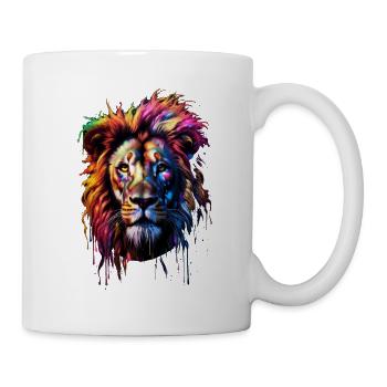 Lion arc-en-ciel - Mug blanc - blanc - Droite
