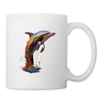 Dauphin arc-en-ciel - Mug blanc - blanc - Droite