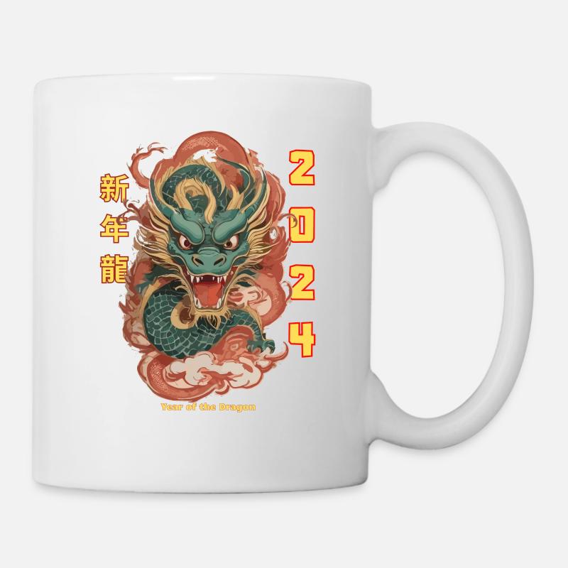 Joyeux Nouvel An chinois 2024, Année du Dragon - Mug blanc - blanc