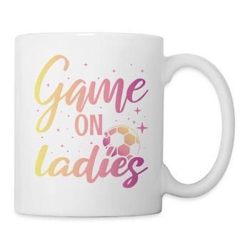 Frauenfußball, Fußball Frauen Soccer Damenfußball - Tasse - Weiß - Rechts