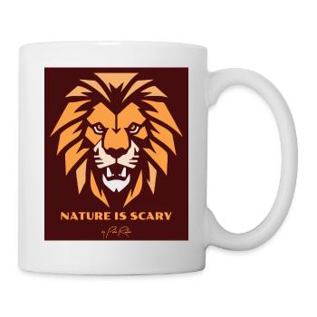 Nature is scary, a lion head lion - Mug - white - Right